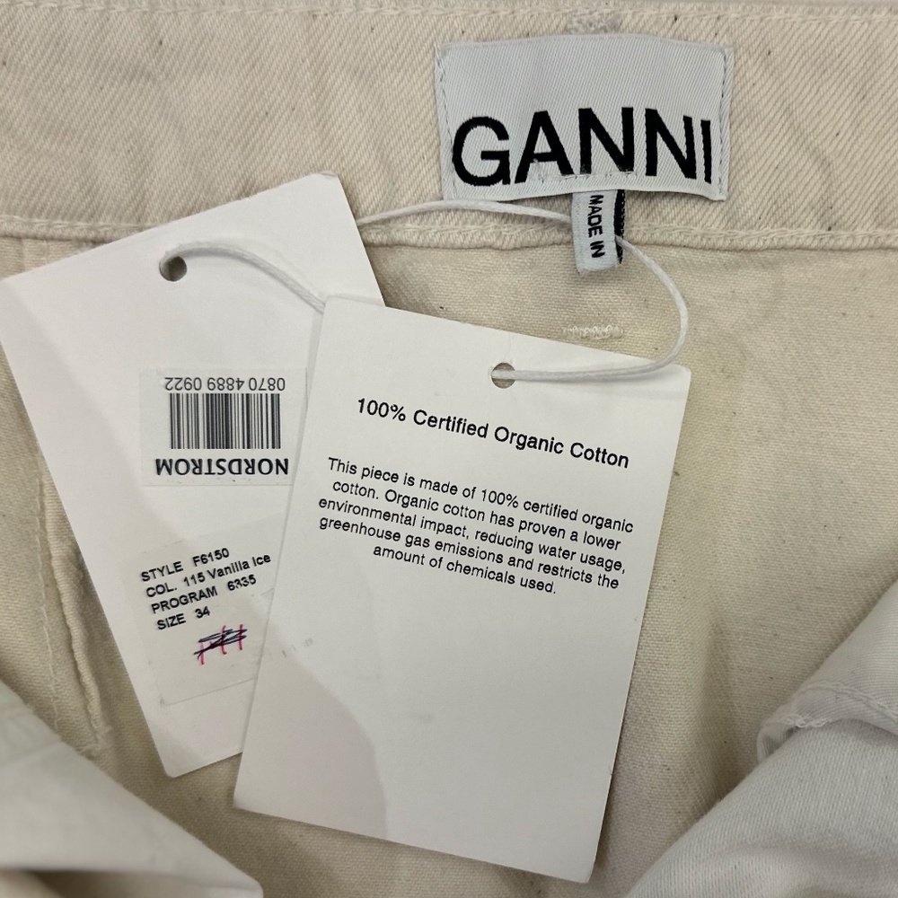 GANNI Scalloped Two-Tone Cream Denim Midi Skirt (34/US 4) - Picture 14 of 16